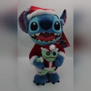 Christmas Plush Greeter Stitch With Santa Hat NWT Approx 17.5"-18" Tall
